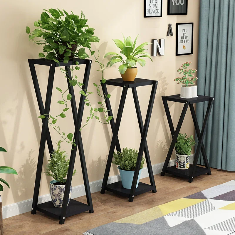 Indoor Metal Flower Stand  Nordic Style Garden Wood Plant Rack, Elegant Metal Shelf, Living Room Greenery Display