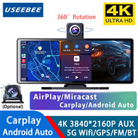 4K 3840*2160P Dash Cam Carplay Android Auto GPS 5G WIFI FM BT Car Dvr Dual Lens Black Box Dashcam Truck Camera Drive Recorder