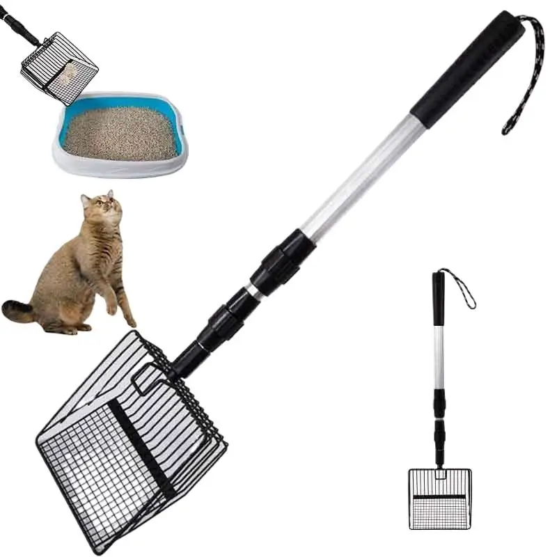 Rastrillo para gallinero, pala retráctil para arena de gato, pala para excrementos, herramientas de limpieza para separación de excrementos y desechos para jardín
