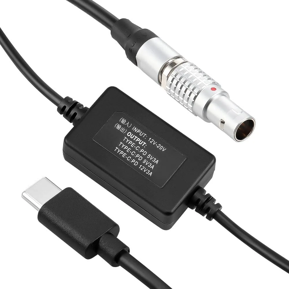 Alvin’s Cables 2 Pin to Type-C Power Cable for Canon R5C, for Sony A7SIII FX3, Nikon Z5 Z9 for Mirrorless Cameras Phones, 24in