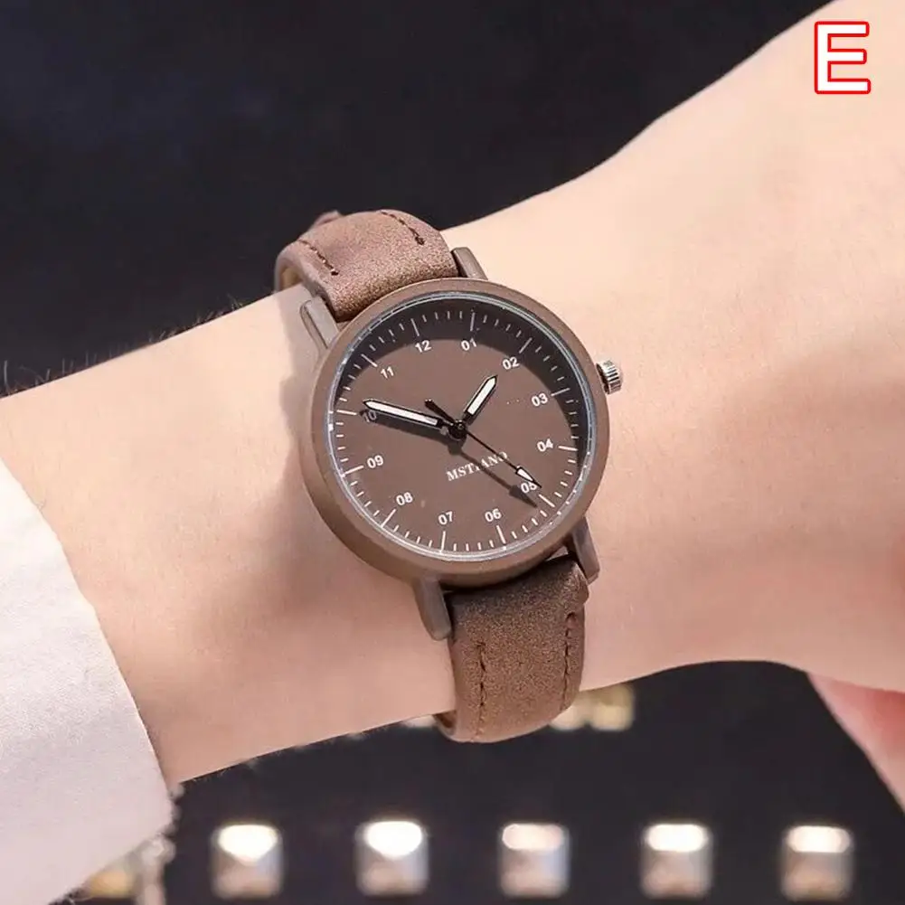 Korea Ins Analog Wrist Watch Leather Strap Fashion Small Fresh Antique Women Watch Candy Color Student Cartoon Watch