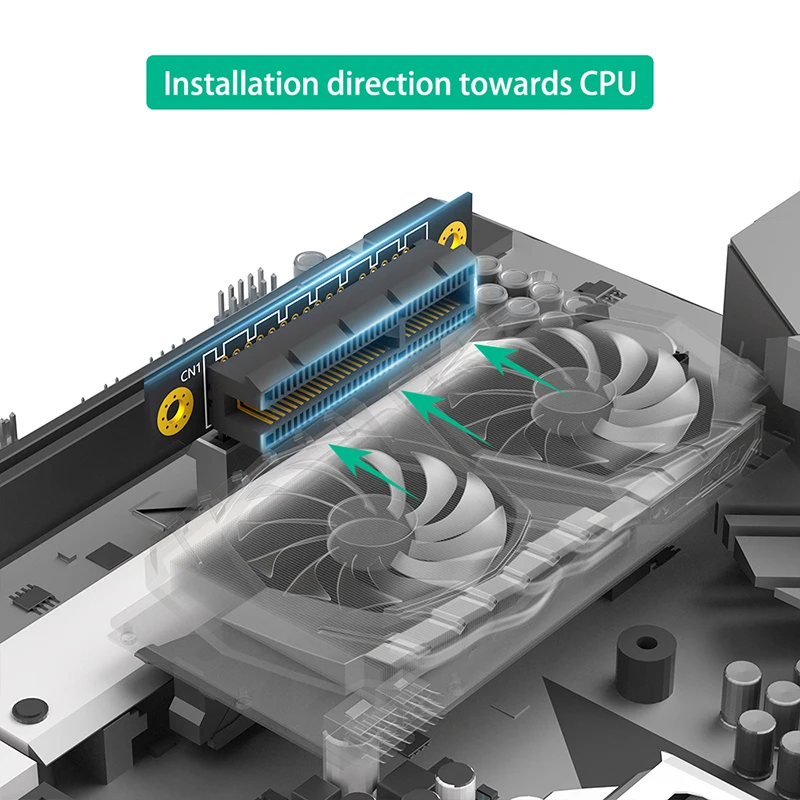 PCIE X4 3.0 kartu Riser pria ke wanita, 20mm PCIE X4 90 derajat terbalik PCI Express 4X ke 4X konverter adaptor papan Riser untuk 1U Server PC