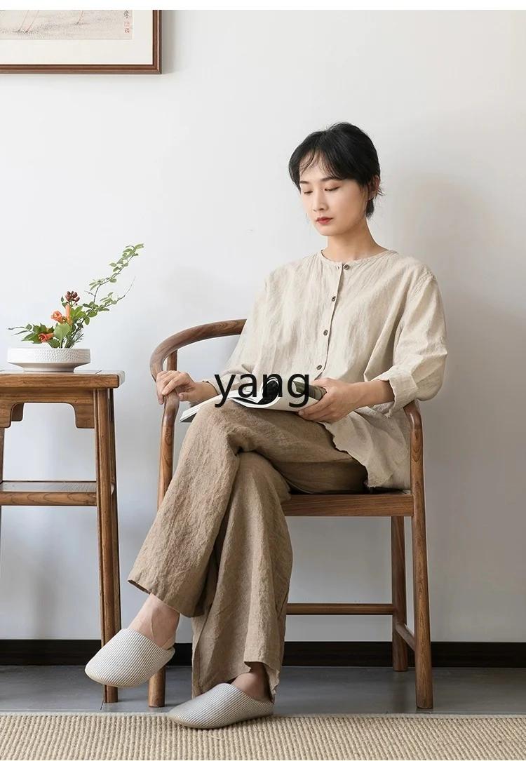 LTT New Chinese Style Solid Wood Three-Piece Circle Chair Zen Furniture