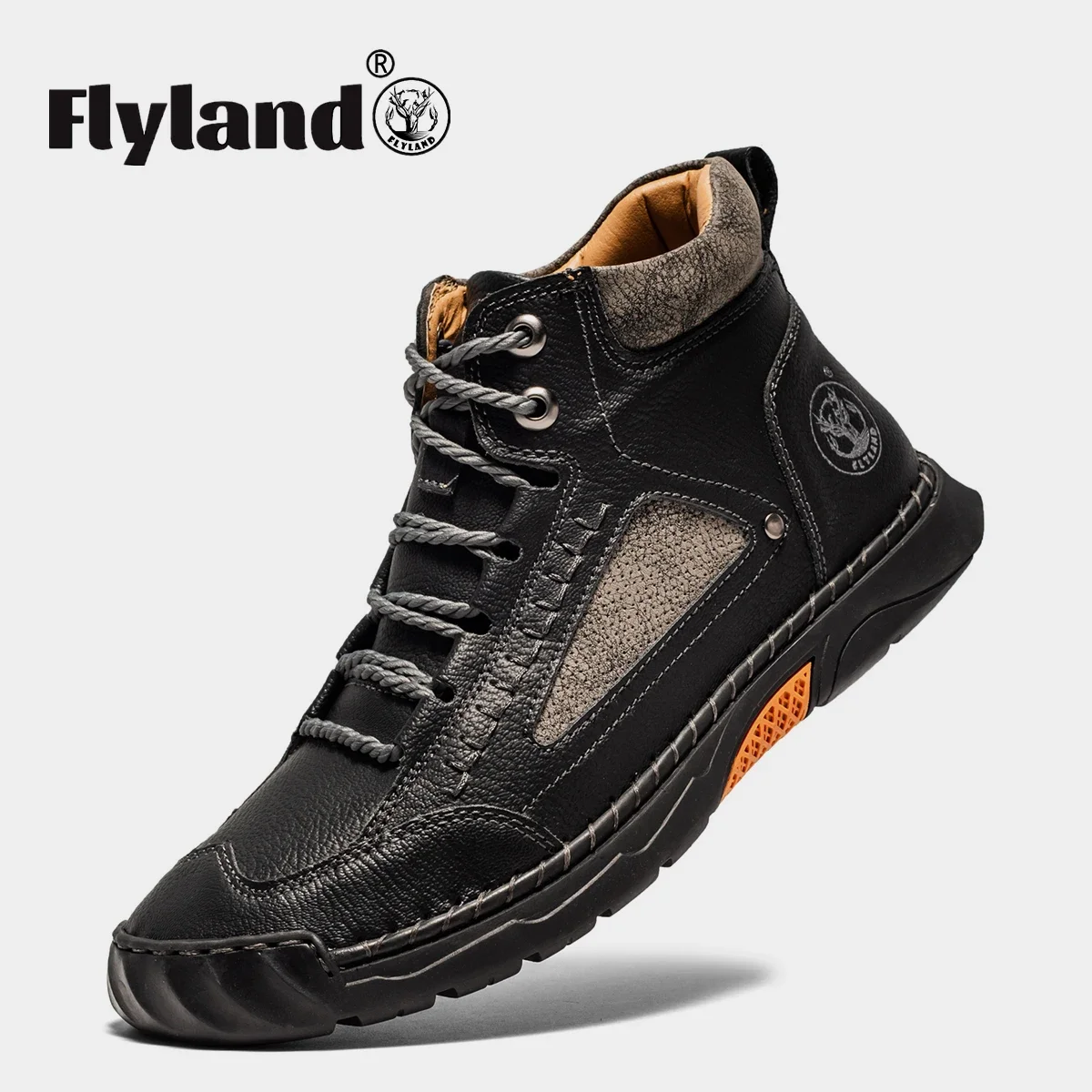 Flyland Men's Fashion Casual Shoes Leather Ankle Boots Boots Men Comfortable Driving Shoes Large Size Oxfords Shoes