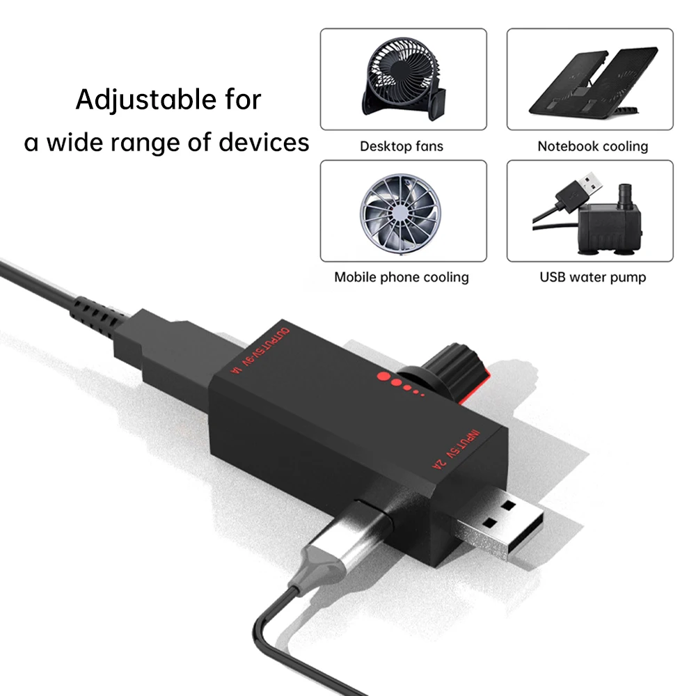 DC5V 5W 2A Fan Speed Controller Induction Speed Controller with Switch USB Protection Type-C USB For Laptop Cell Phone Cooling