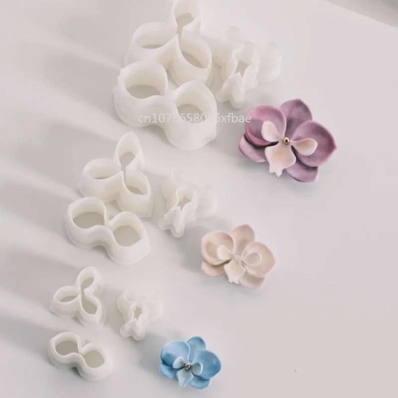 3Pcs/Set Phalaenopsis Flower Petals Polymer Clay Cutters Mold DIY 3D Flowers Earrings Jewelry Pendants Soft Pottery Cutting Die