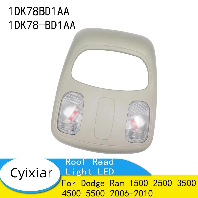 

For Dodge Ram 1500 2500 3500 4500 5500 2006-2010 LED Overhead Console Dome Interior Roof Read Light LED/Halogen Bulb 1DK78BD1AA
