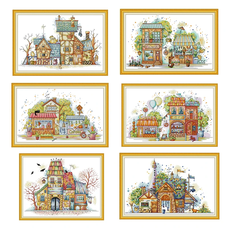 Diagonal Lane cross stitch kit  aida 14ct 11ct count print canvas hand sew cross-stitching embroidery DIY handmade needlework