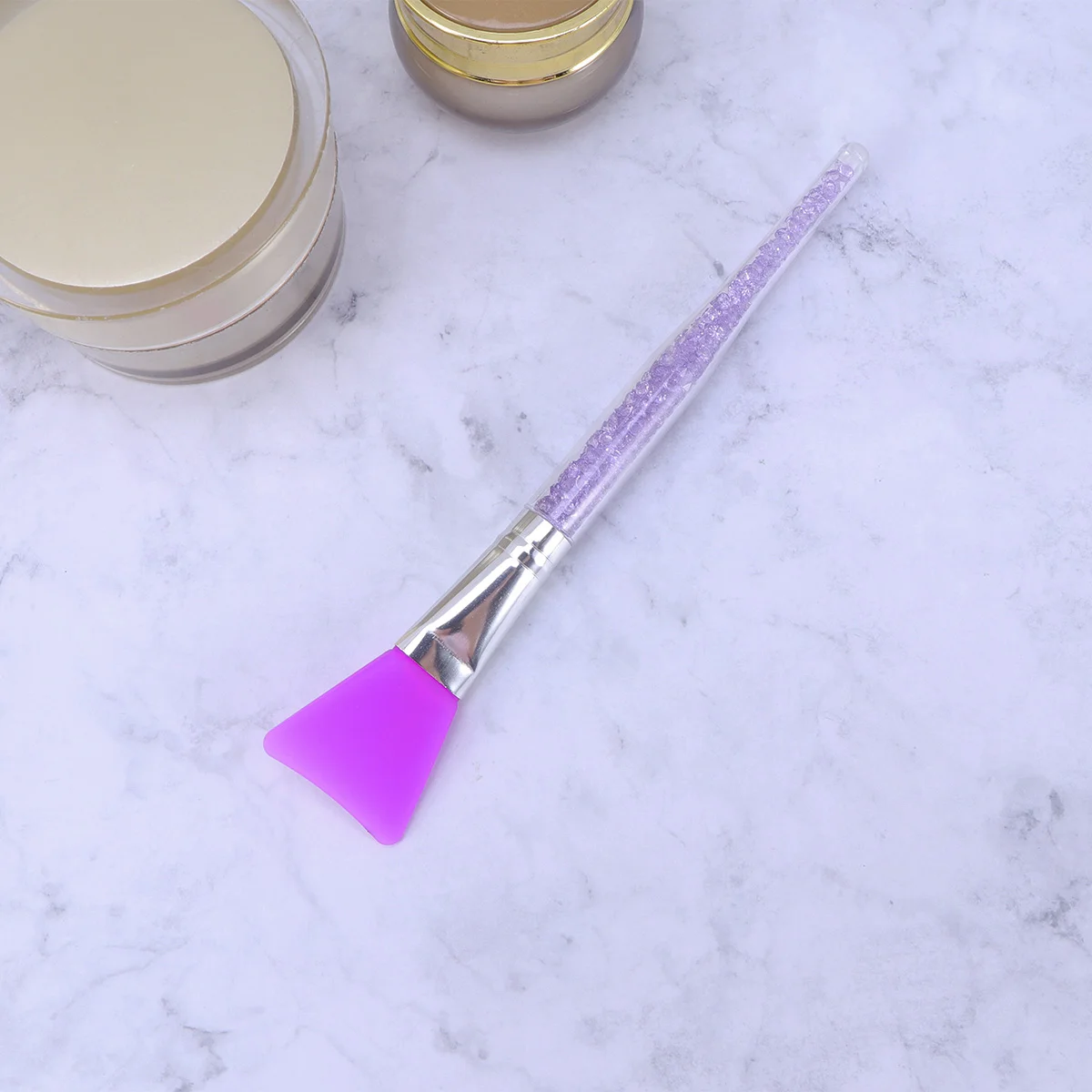 Escova aplicadora facial profissional de silicone com haste de cristal para aplicação de máscara facial ou máscara DIY (cristal roxo único