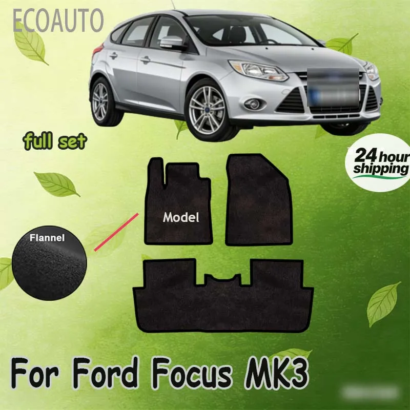 

3D Rubber Car Rugs for Ford Focus MK3 hatchback sedan station wagon (2010-2018) -Black Protective Pad Premium Custom Foot Pads