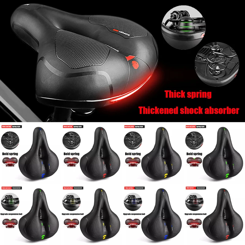 Mtb Seat Cushion with Taillight Cushionbicycle Big Butt Widened Soft Saddle Seat Accessories Gel Seat Shock Absorber Accessories