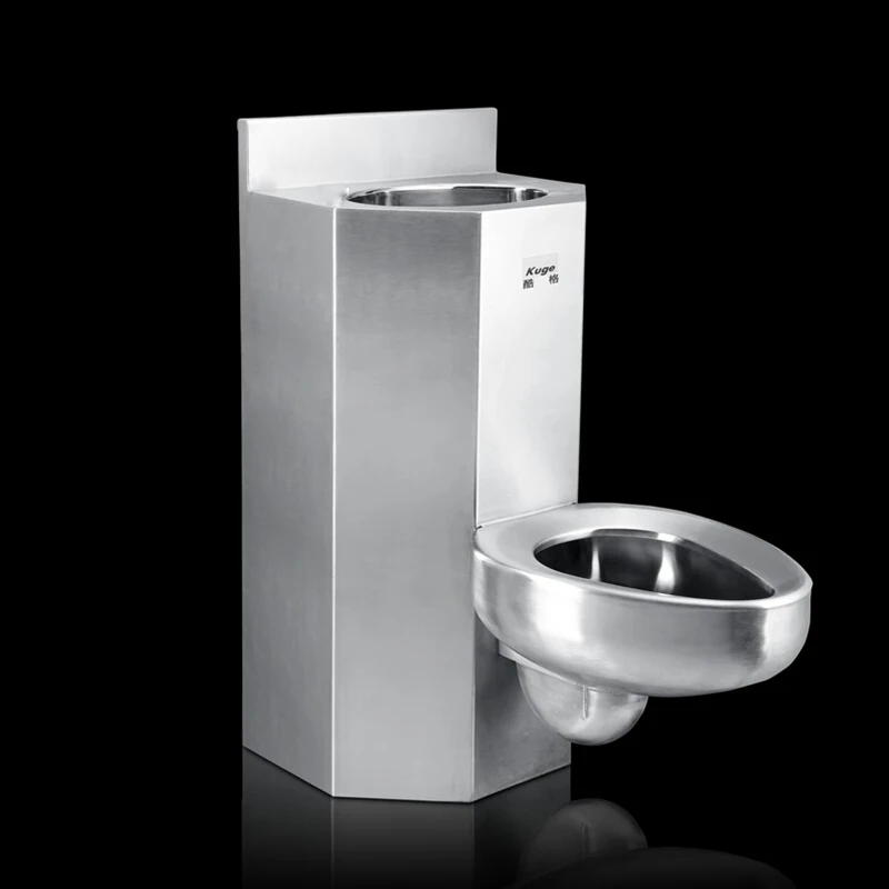 

Integrated floor installation, stainless steel combination toilet, prison sink