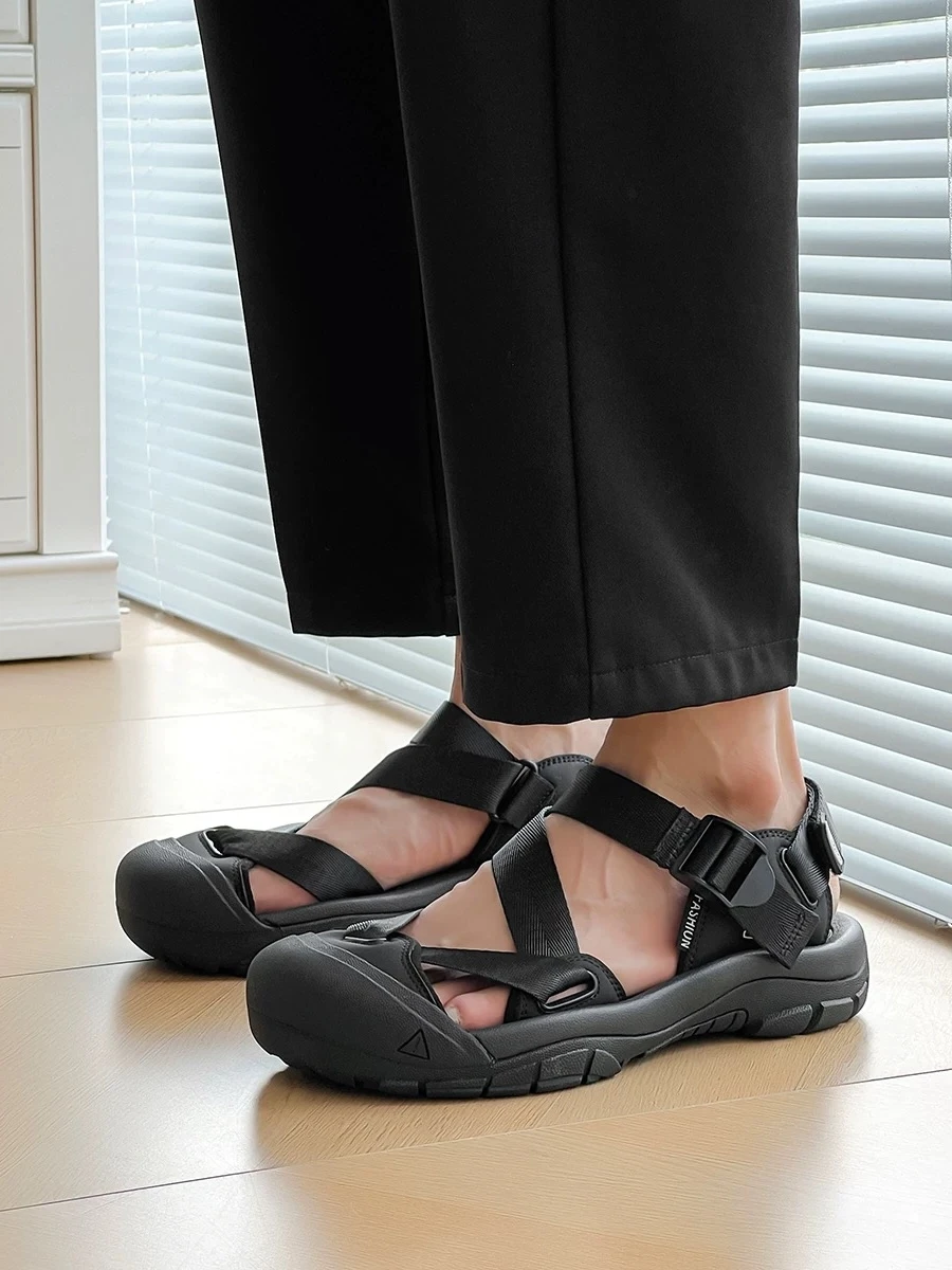 

ex Summer Outdoor Sandals Water-Resistant Breathable Fabric Upaded Rubber Sole Couple Sle Beach oes Casual Daily Wear