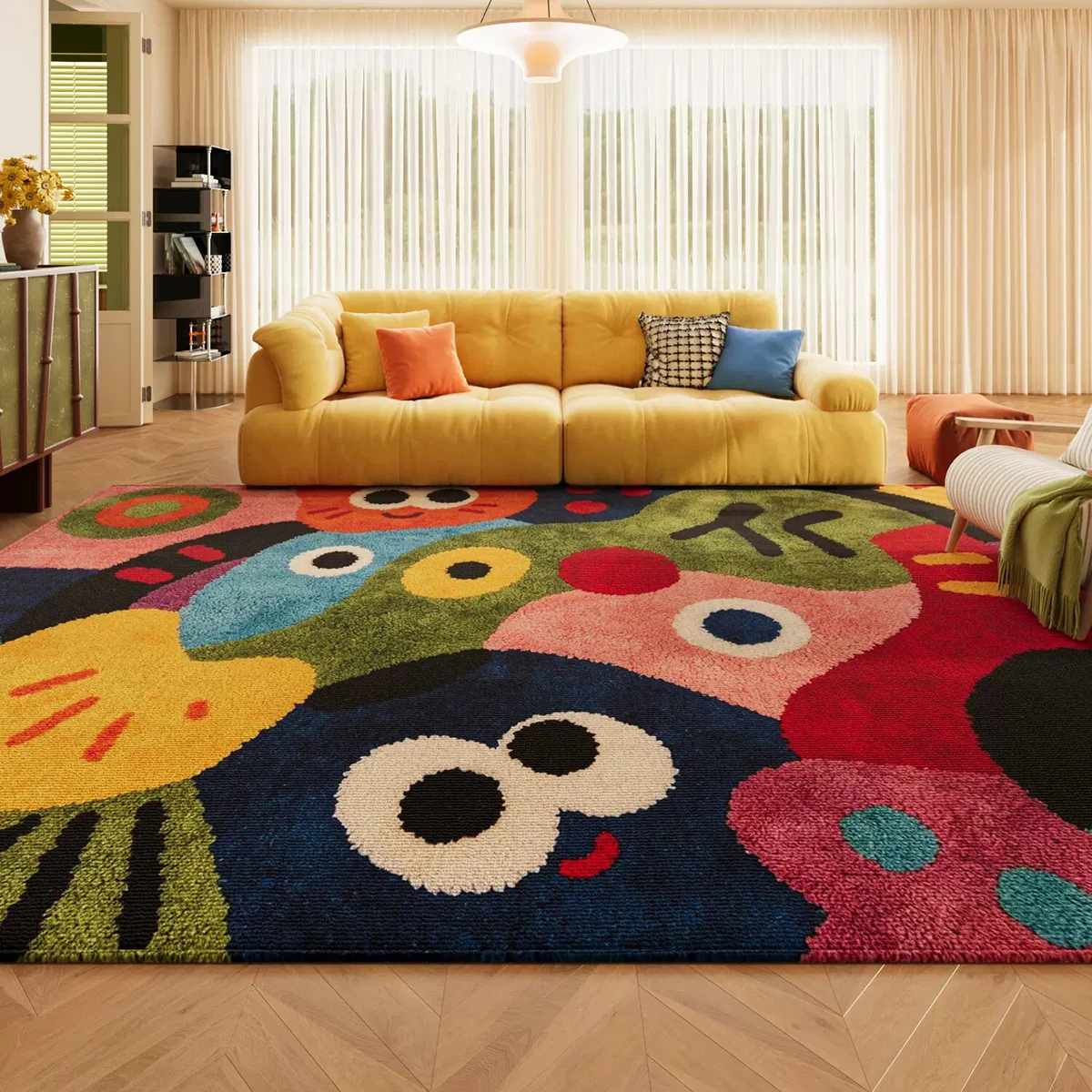 Modern Abstract Living Room Carpet Cartoon Graffiti  Large Area Rugs Bedroom Floor Mat Home Decoration Non-slip Rug Tapete Sala