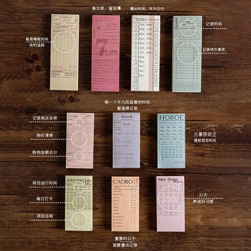 100 Pcs/Set City Notes Series Memo Pad Vintage Travel Ticket Bill Sticky Notes Mini Planner Stationery School Office Supplies