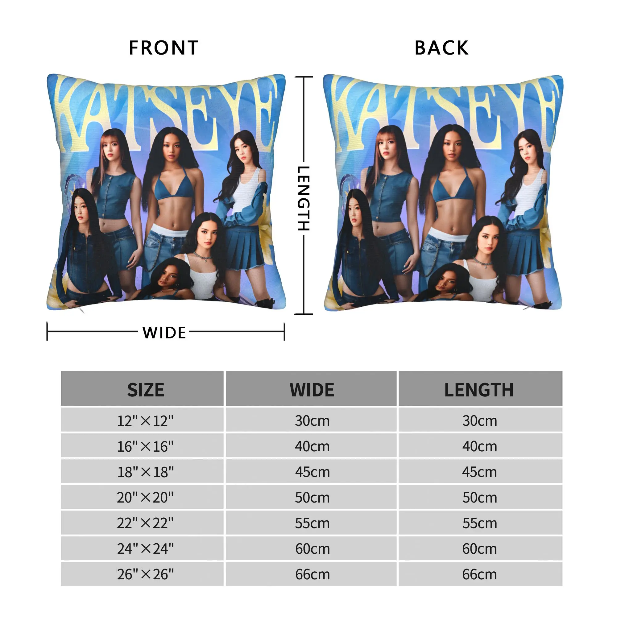 Katseye Kpop Music Pillow Cover  Cute Funny Pillow Case For Living Room Sofa Soft Pillowcases Gift