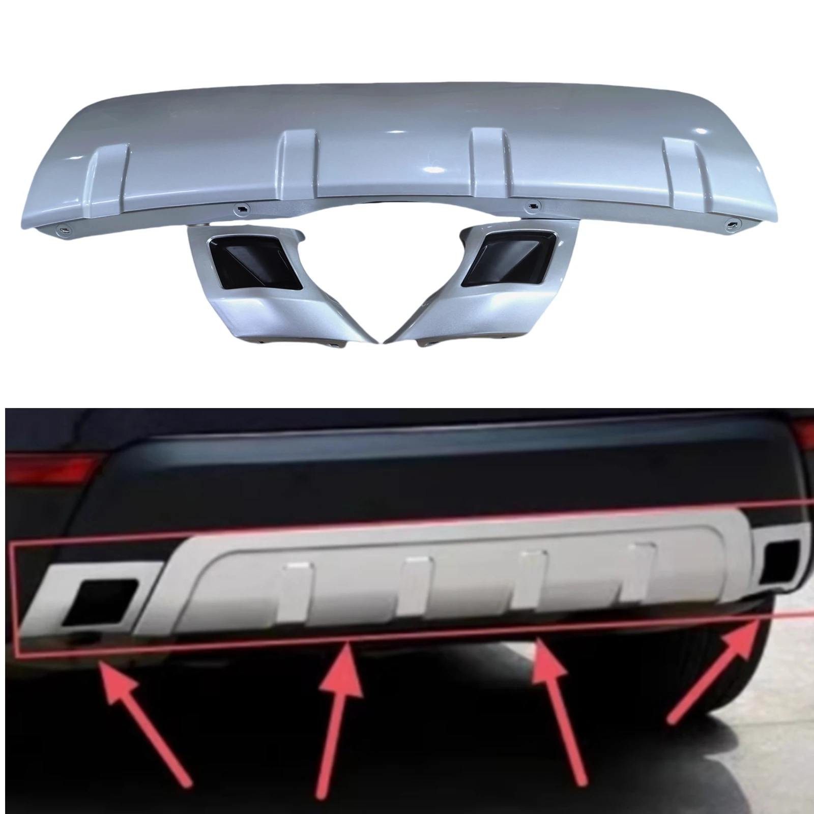 Rear Bumper Tow Hook Guard Skid Plate Cover For Land Rover Discovery 5 2017-2023 LR061302 Silver Lower Spoiler Mud Fender Lip