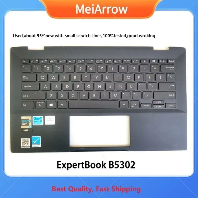 Meiarrow 95% novo/org para asus expertbook b5302 b5302fe b5302ce apoio para as mãos teclado dos eua capa superior c escudo