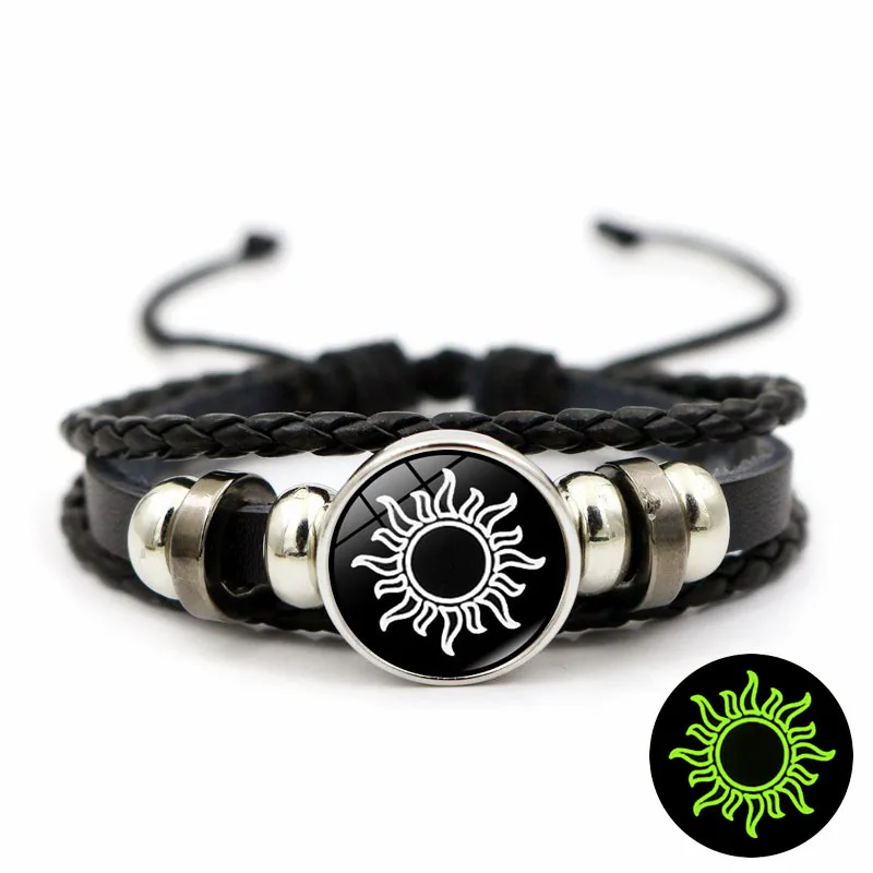 2pcs/set Simple Sun Moon Light in Night Leather Handmad Weaved Bracelets Jewelry Women Men for Lovers Valentine's Festival Gift