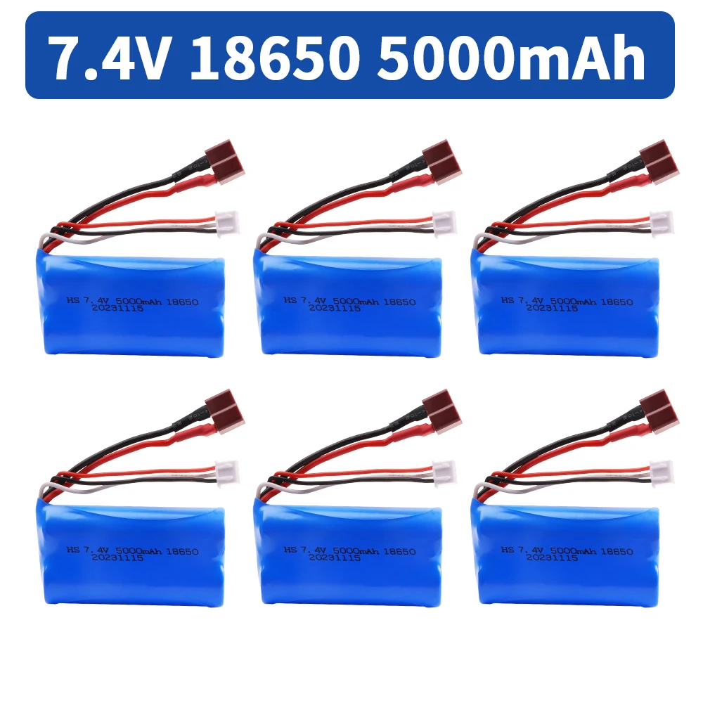 7.4V 18650 5000mAh 30C akumulator Lipo do Wltoys 10428/12428/12423 części do zdalnie sterowanego samochodu akumulator 7.4v do Wltoys 144001 A959-B