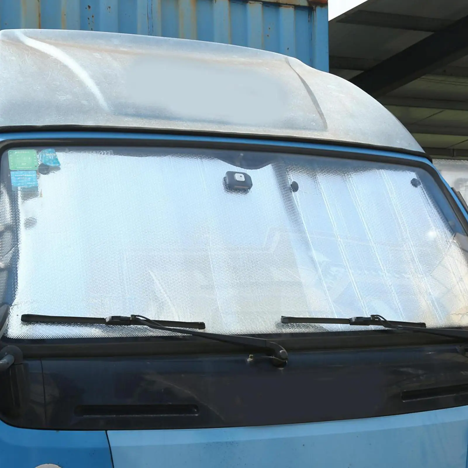 Large Truck Windshield Shade Heat Blocking Tight Fit Panel for Parked Vehicles Roadside Drivers Owners Beginners Professionals