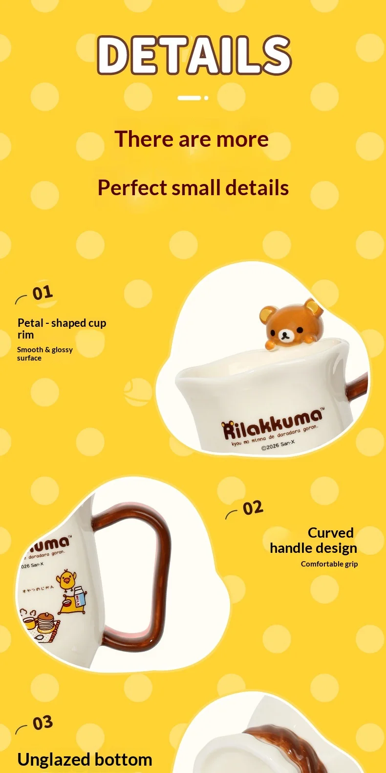 Mtutu Neue Rilakkuma Keramiktasse Milchbecher Niedlich 400ml Bedruckter Wasserbecher für Kaffee, Milch, Tee, Zuhause, Büro, Paar-Trinkbecher Geschenke – Detail 16