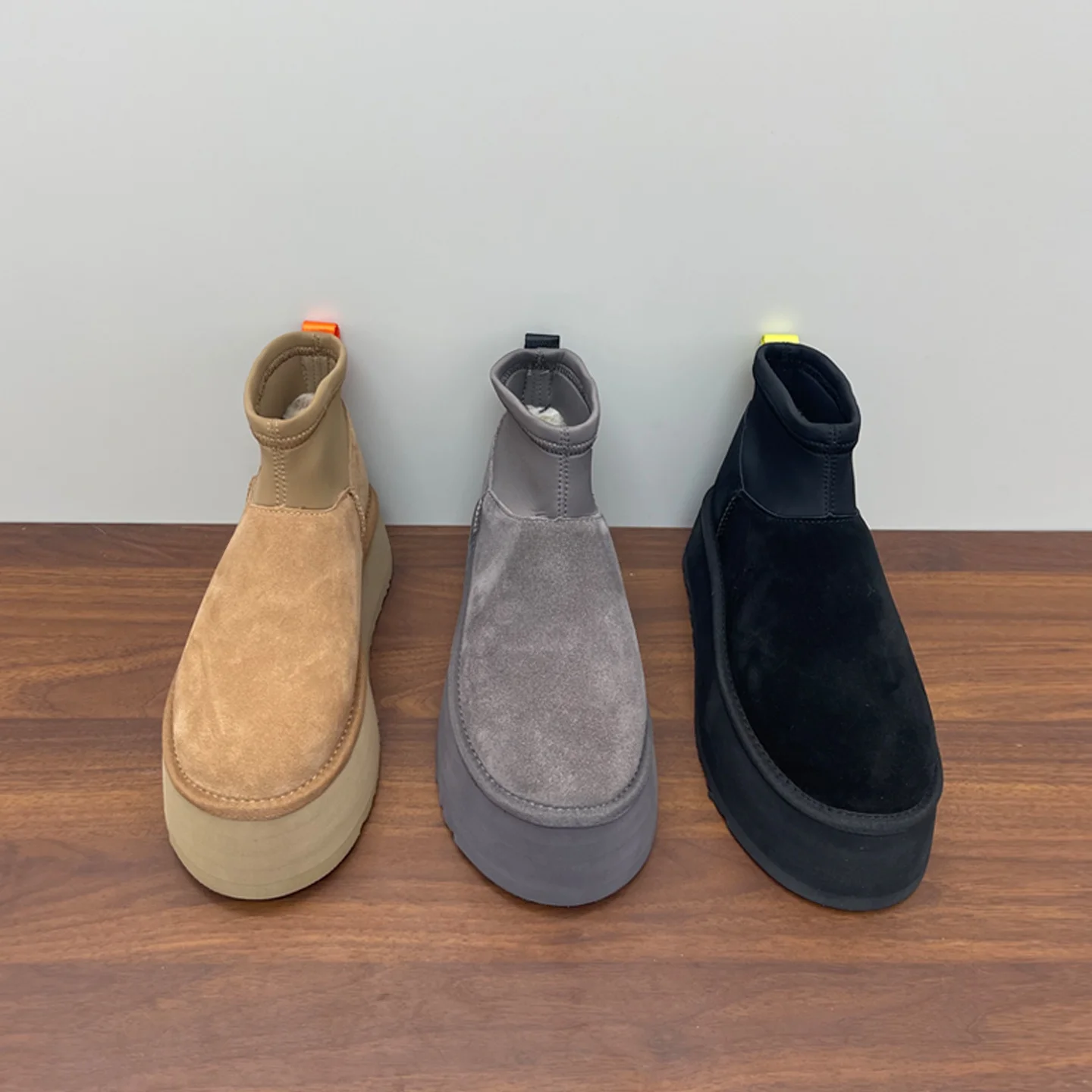 

Women's Winter Snow Boots Elastic Fabric Thi Bot ort Boots eepskin Leather One-Piece Cotton oes Casual round Toe