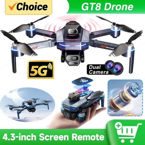 Imagen 1 del producto NUEVO Dron GT8 con GPS Profesional, Cámara 8K, FPV Aéreo, Evitación de Obstáculos, Control Remoto con Pantalla Grande, Dron RC Plegable, Juguete, Regalo