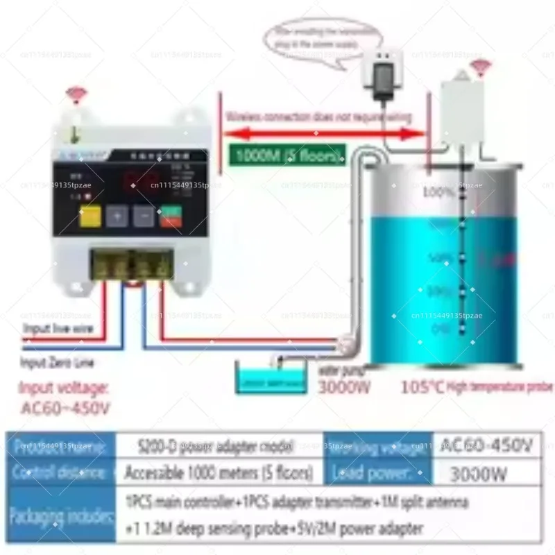 220V 5000M Long Distance Wireless Float Level Sensor Switch Remote Water Level Controller For Water Tower Water Pump