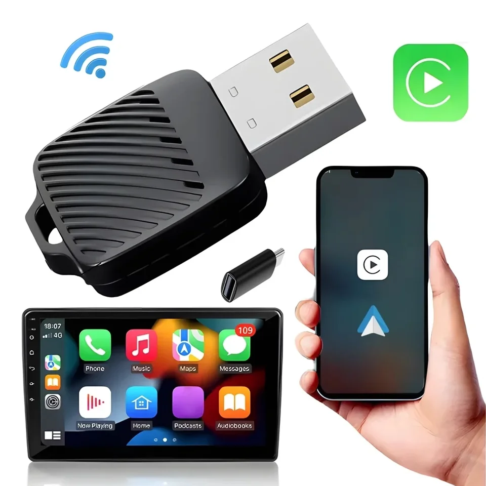 New Mini Wired to Wireless CarPlay Android Auto Adapter for OEM Car With USB Dongle Smart Mini Box Plug and Play Bluetooth5.0