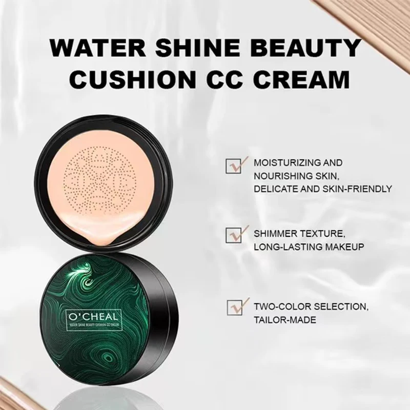 2 In 1 Luchtkussen Cc Crème Champignonkop Puff Concealer Waterdichte Foundation Oil Control Bb Cream Face Base Verhelderende Make-Up