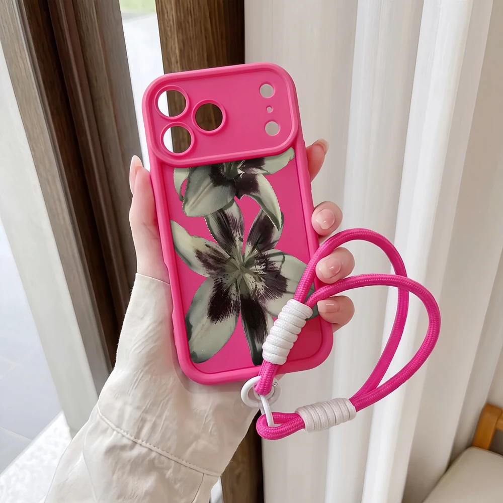 Handyhülle für Samsung Galaxy Note 20 S25 S26 Plus S24 S23 FE S25 S24 Ultra A57 A07 5G Dunkeltonierte Lilien Lanyard Silikonhülle – Detail 5