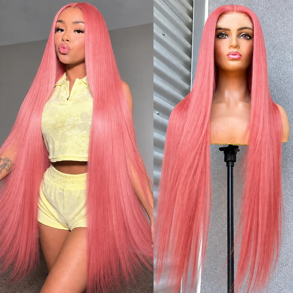 Frizira Pink Wig Straight Human Hair Wigs 30 32 Inch Lace Front Wigs 13X6 Hd Lace Frontal Wigs Colored Brazilian Wigs Original For Women