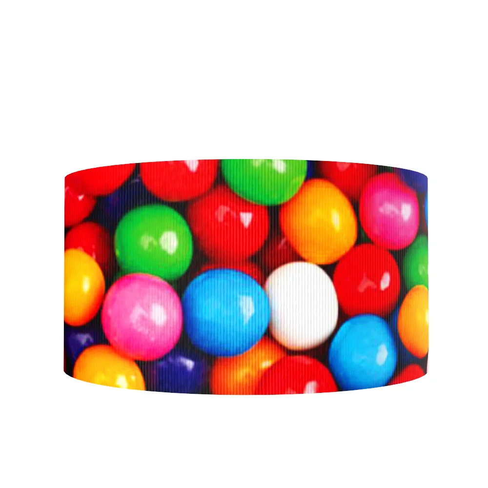 1 rollo de cinta de grosgrain con diseño de caramelos de piruleta, 1 pulgada/25 mm x 5 yardas/rollo