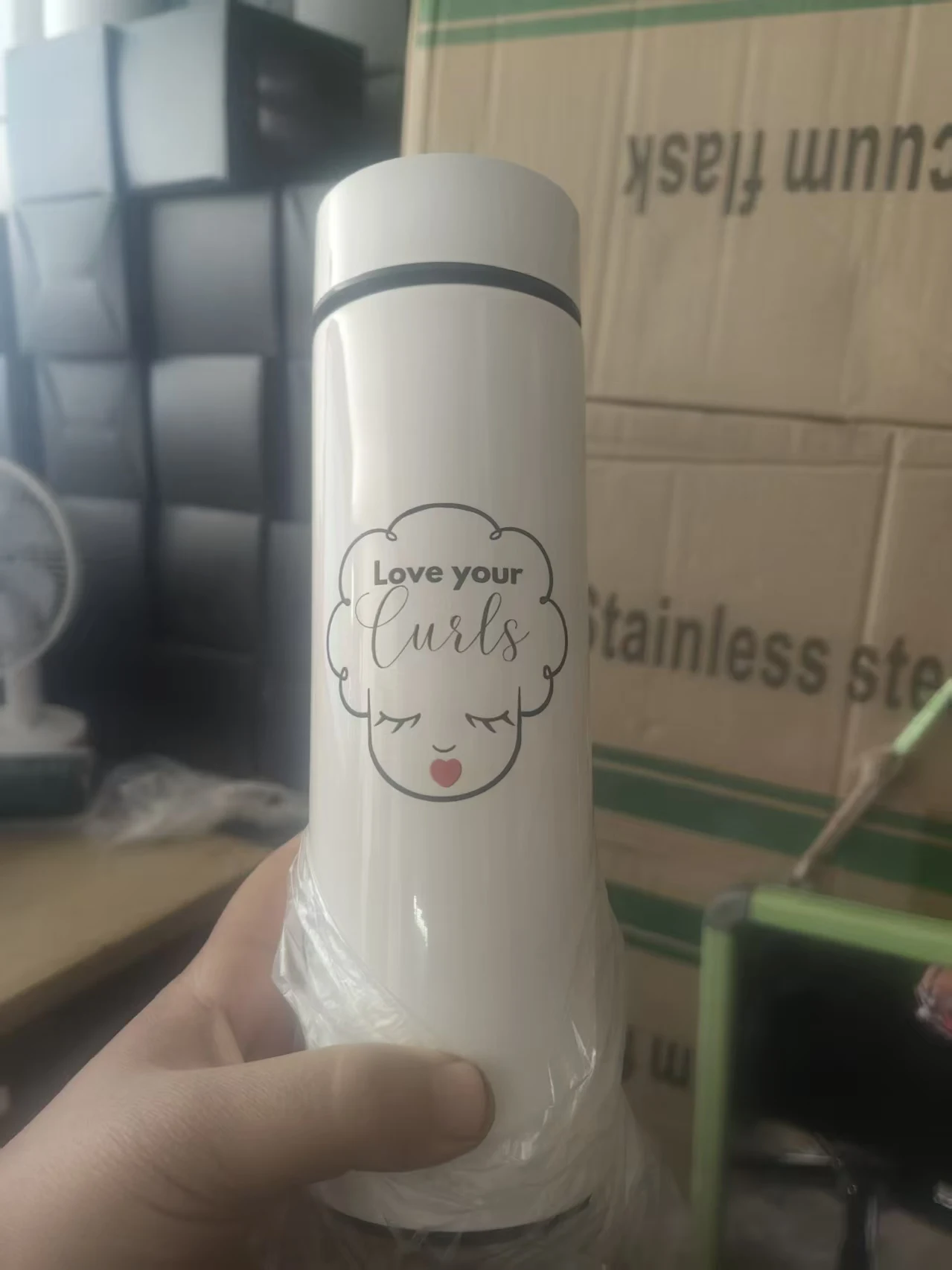Customized Logo Image Picture  insulated cup LED touch display temperature straight  water cup couple mug creative business gift