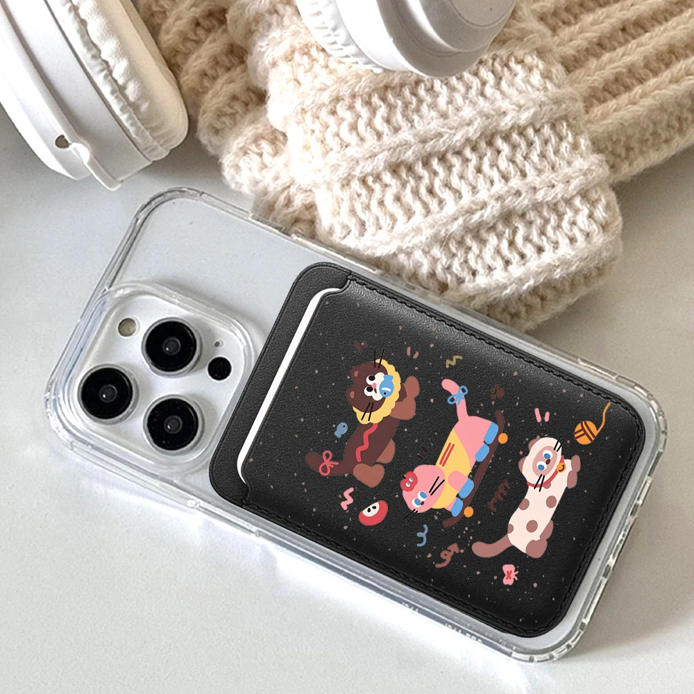 Niedliche Kartenhülle für das Handy mit Magnetfunktion, trendiges Welpen-Design, geeignet für alle iPhones mit Magsafe-Kartenhalterung. – Detail 6