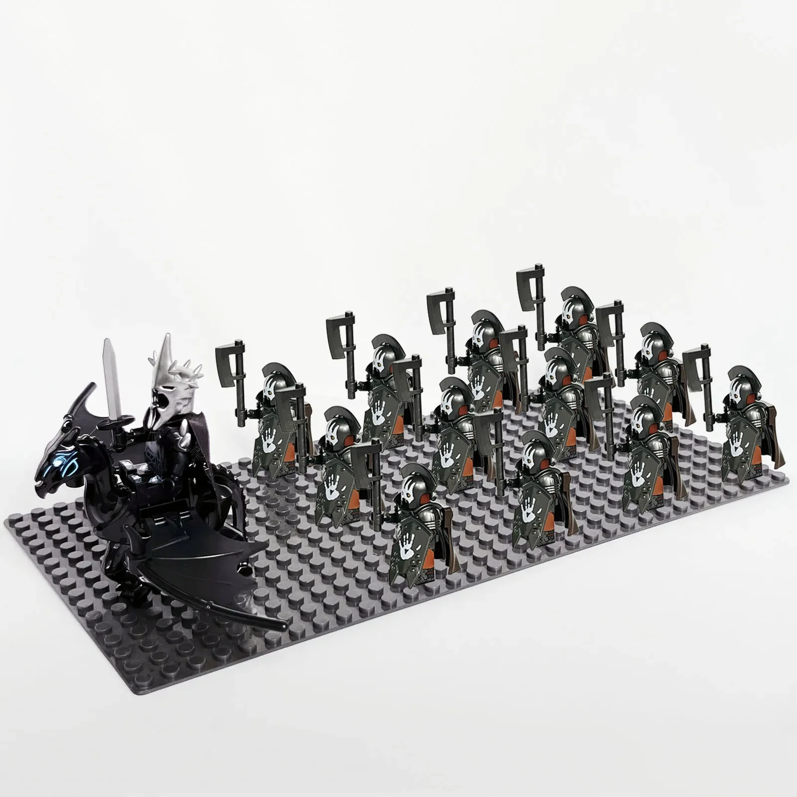 

13pcs Dark Lord Sauron Witch-king of Angmar Orcs Strong Uruk-hai Dark Knight Army Solider Figures Building Block Toys for Kids