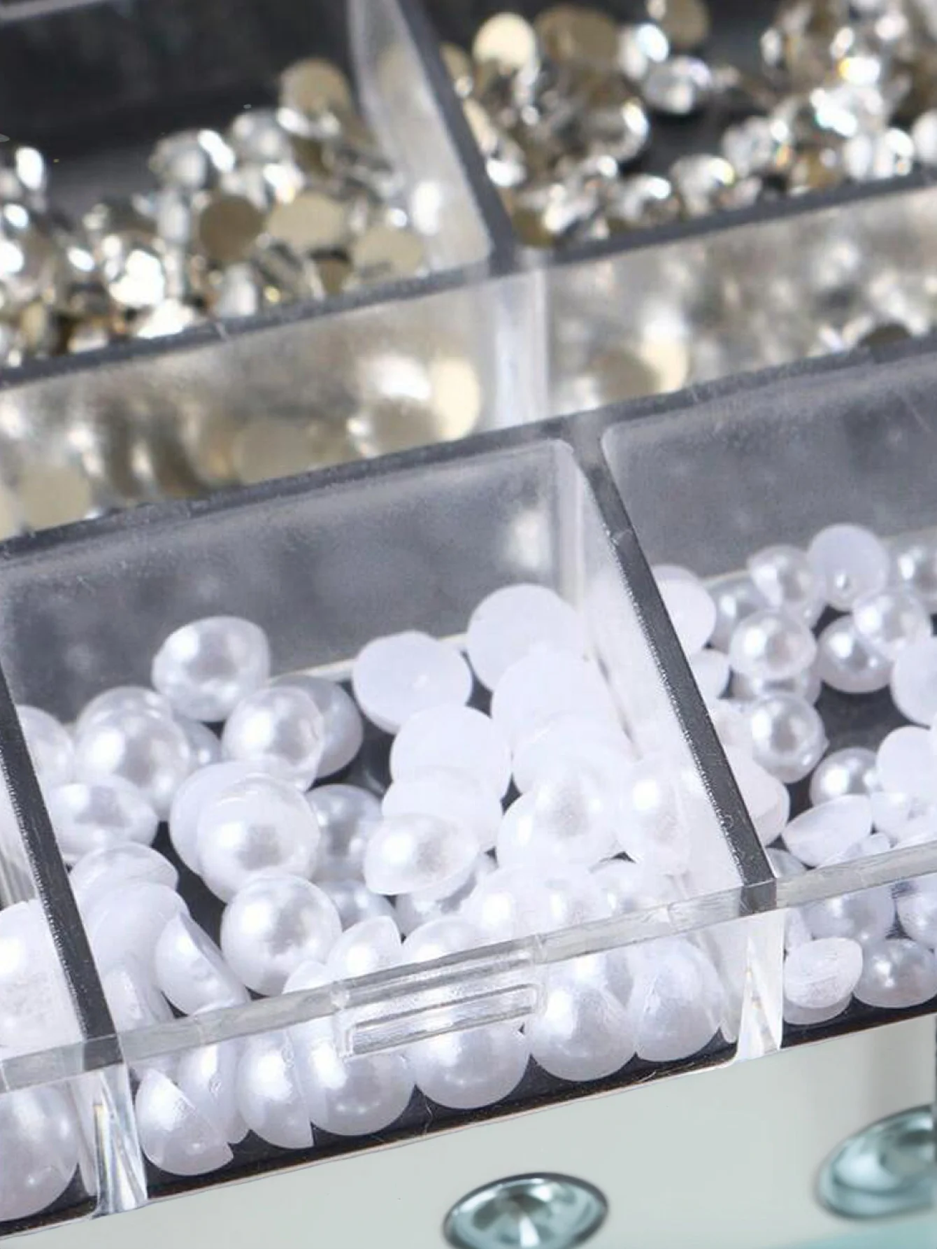 12 grilles/boîte demi-rondes perles blanches perle 3D breloques pour ongles mixte blanc Flatback perle SS4-SS16 rond ongles bijoux bricolage ongles gemmes Kit