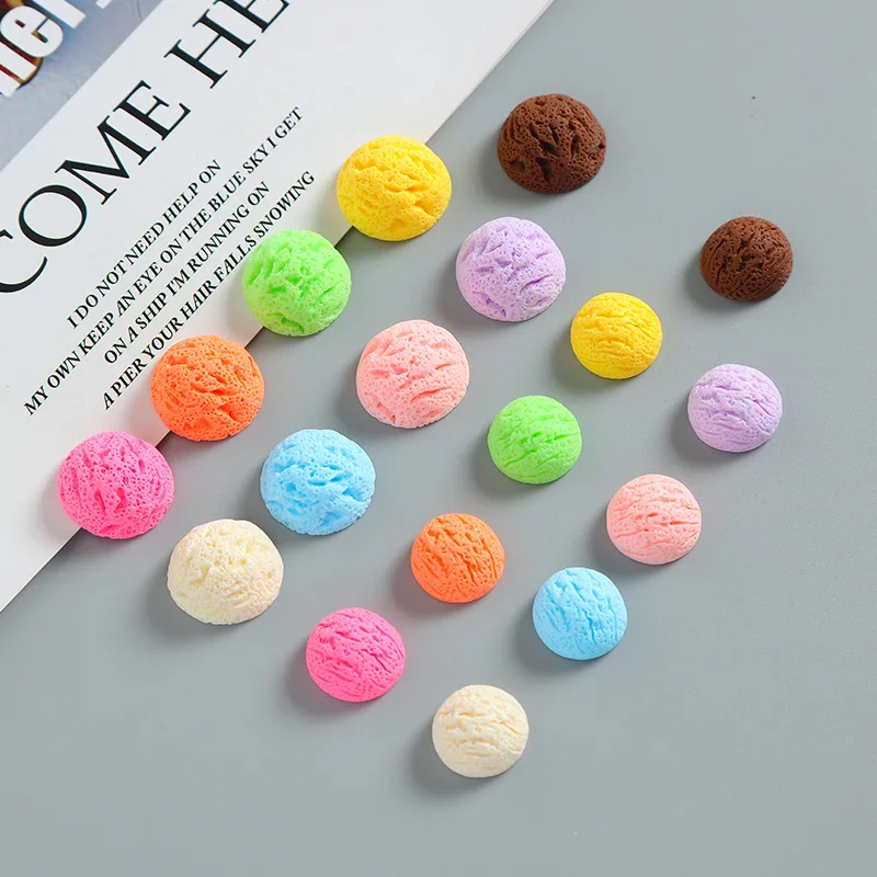 100pcs Kawaii Ice Cream Ball Flat Back Resin Cabochon DIY Resin Craft Decoration Miniature Fake Food for Phone Accessories