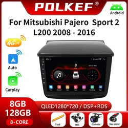 車用マルチメディアビデオプレーヤー,ラジオ,GPSナビゲーション,4G,CarPlay,2Din,Mitsubishi Pajero sport 2 l200 Vans 2008-2016,