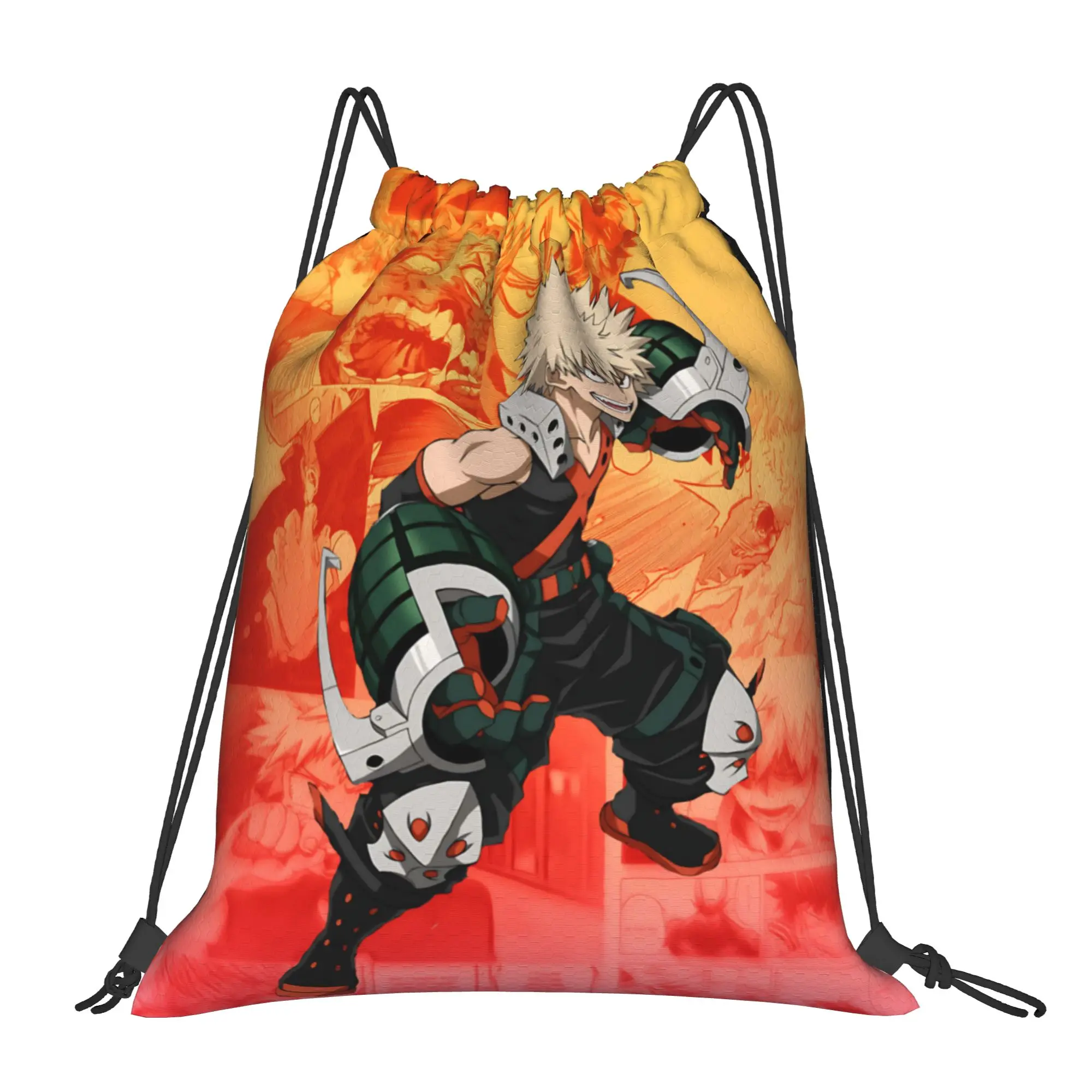 

1 pc Anime Character Katsuki Bakugou My Hero Academia Portable Sports Drawstring Bags Storage Backpacks