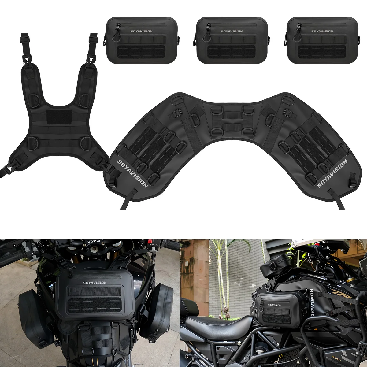 

Universal Motorcycle Vest Oil Box Bag Fuel Tank Bag Base Vest Portable Motorbike Tank Bags Mounting Kit for Storage Bag