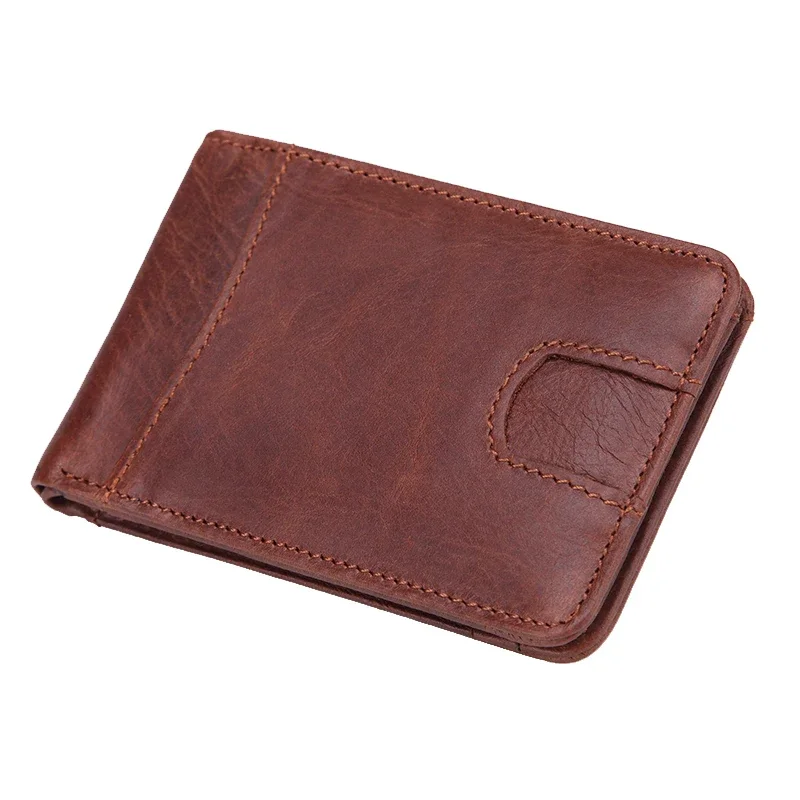 New Casual Genuine Leather Small Wallet For Men Male Slim Purse Man Credit Card Holder Mini Pocket Money Bag 4 Colors