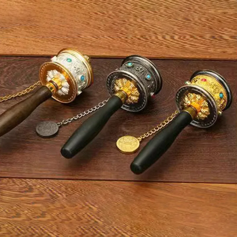 Premium new alloy double bearing ultra quiet six character mantra hand cranked rotary warp tube