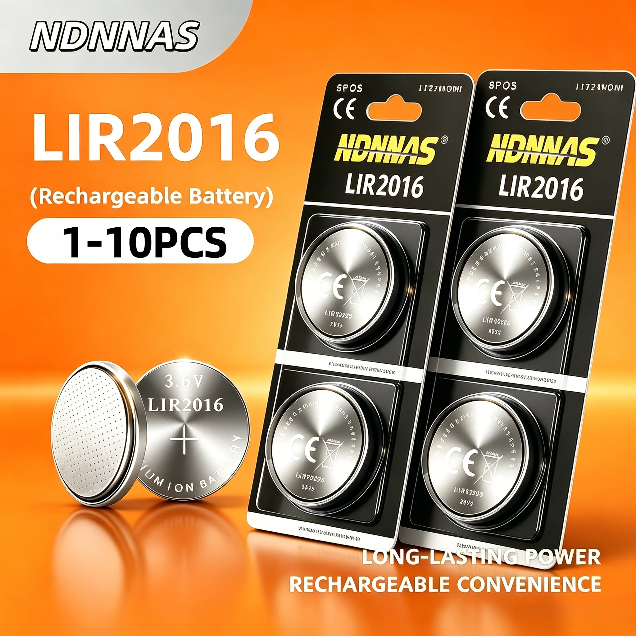 1-10PCS 3.6V LIR2016 Rechargeable Lithium Li-ion Battery For Watch Remote Control Toy Replace CR2016 LM2016 2016 Button Battery