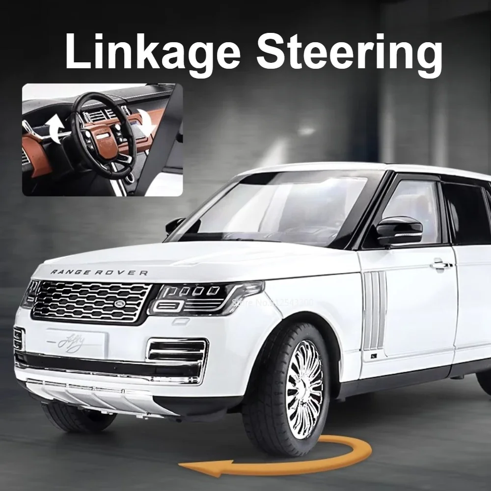 Large 1:18 Range Rover Prado Car Model Toy Alloy Diecast Simulation Doors Opened Pull Back Vehicle Models Collection Boys Gifts