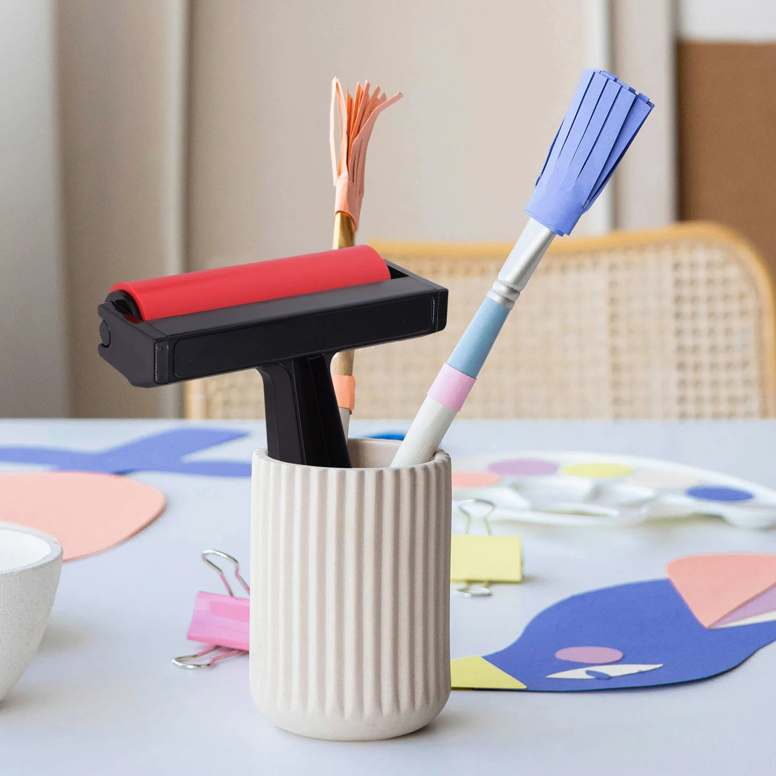 

Small Mini Rubber Printmaking Roller Handheld Tool DIY Craft Painting Brush Ink Applicator Art Supplies Ink Roller for Crafts