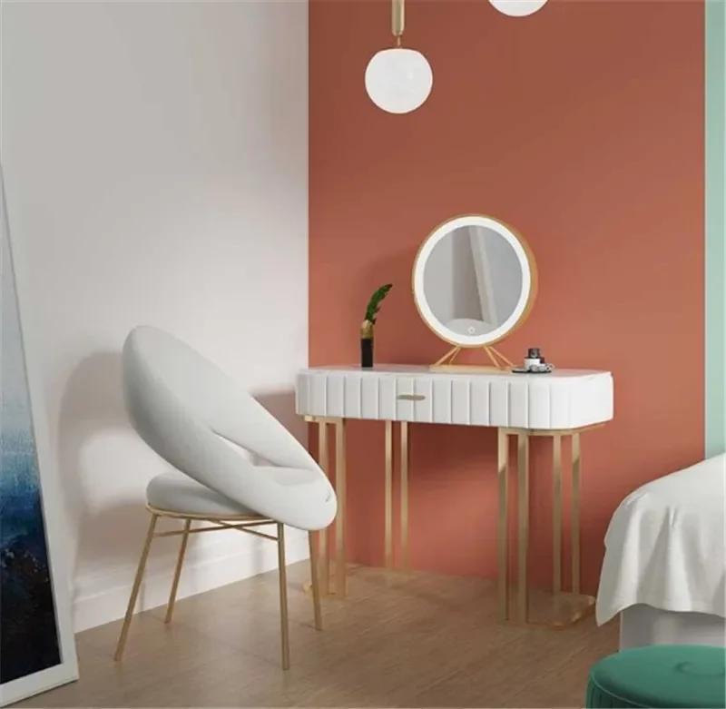 Nordic Modern Minimalistisch Meisje Prinses Slaapkamer Make-Up Stoel, Kaptafel Kruk Rug Ins Manicure Stoel