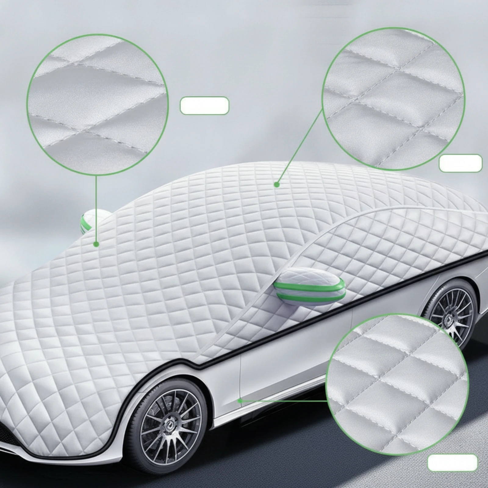 Car Cover with Storage Bag Sunproof Quilted Car Cover Heat-Resistant Snowproof for Commuters, Outdoor Parking, Driveway