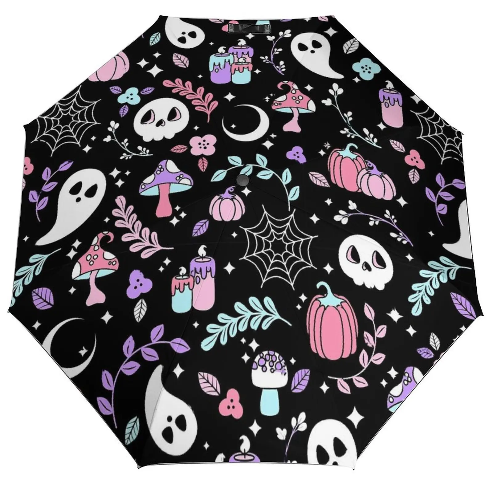 Happy Haunts Umbrella Halloween Ghost Cute Protection Umbrella Automatic Painting Folding Tours Umbrella